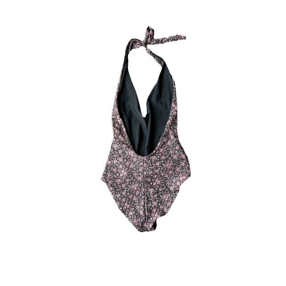 Women’s Veronica Beard Vickerie One-piece Floral Pink Black Halter Swimsuit Sz M - Picture 3 of 6